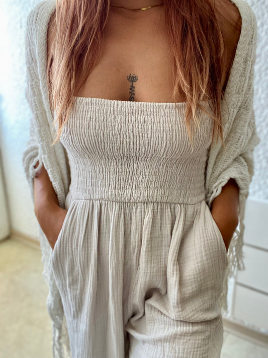 Simoun | Combinaison gaze de coton crème: Une allure élancée et féminine