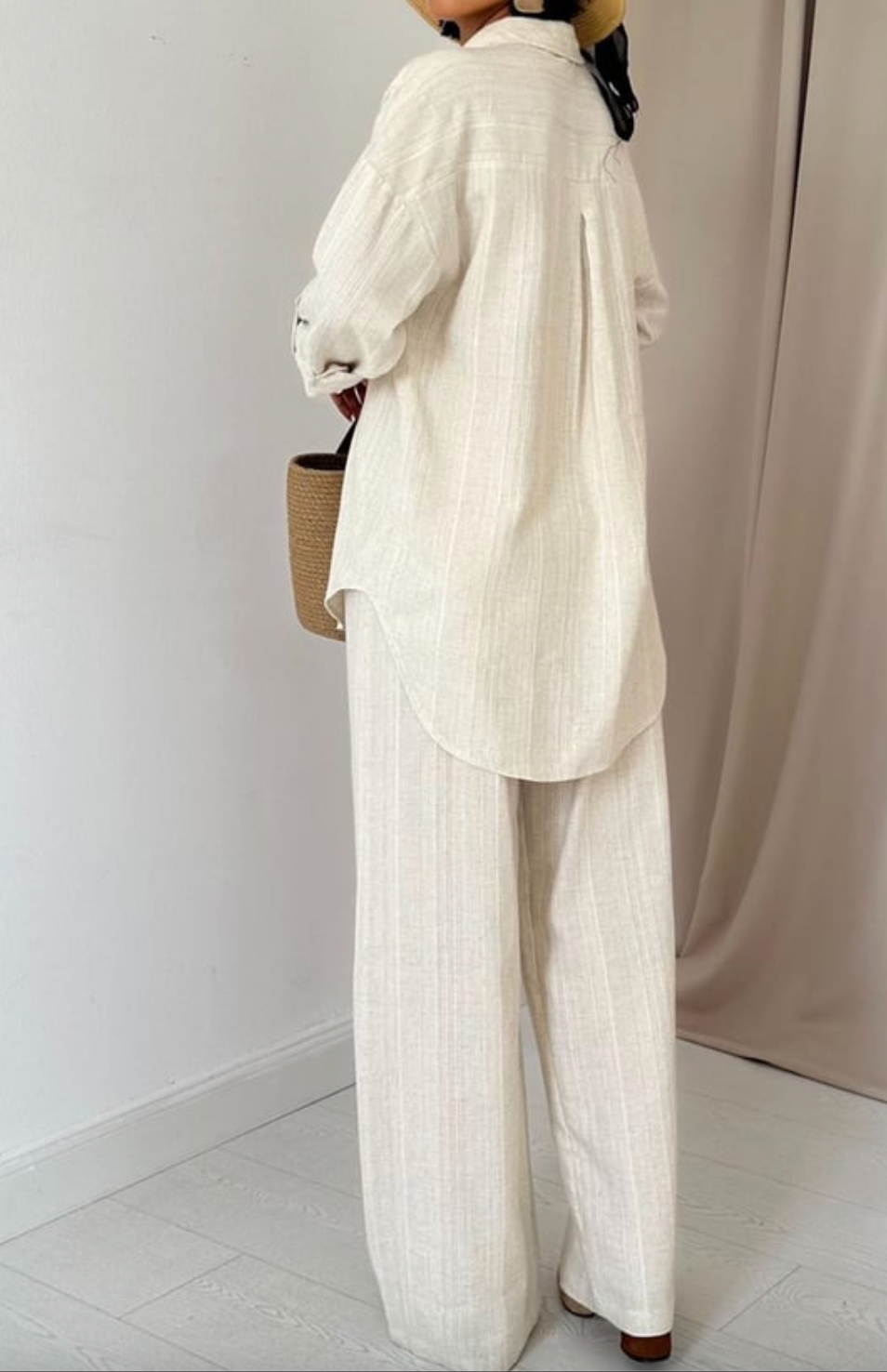 Sahara | Ensemble en nid d'abeille en jacquard beige: Élégante au naturel