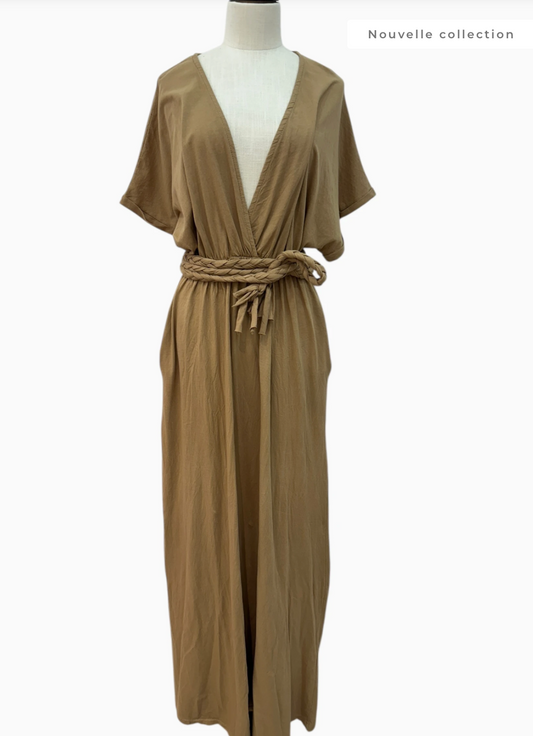Ayla | Robe longue tressé en coton sable