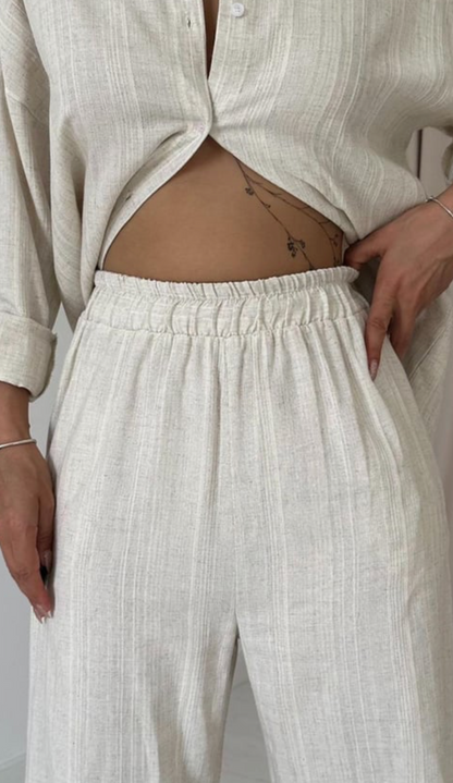 Sahara | Ensemble en nid d'abeille en jacquard beige: Élégante au naturel